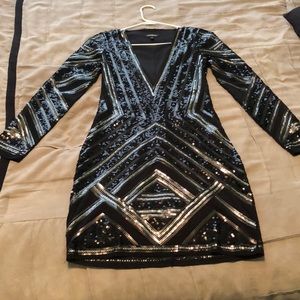 Express Long-sleeve Sequin Mini Dress